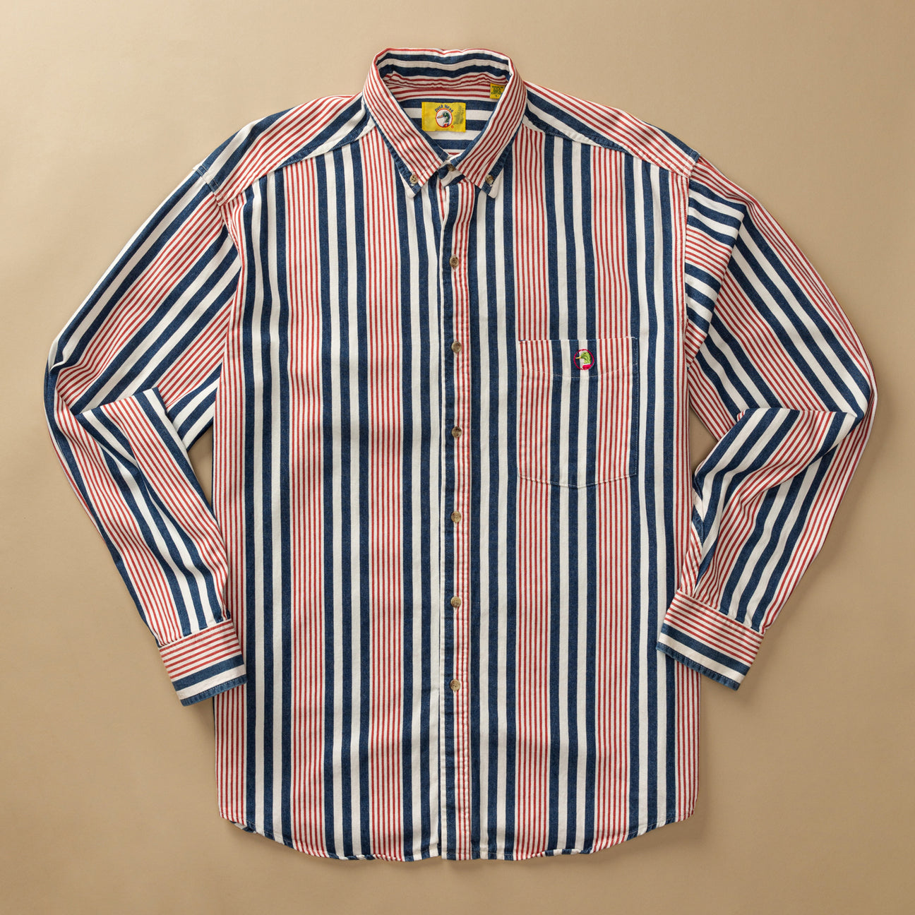 Striped Cotton Sport Shirt L - Duck Head Vintage