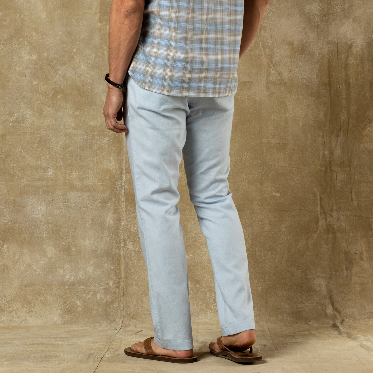 Classic Fit Linen Gold School Chino - Heather Blue
