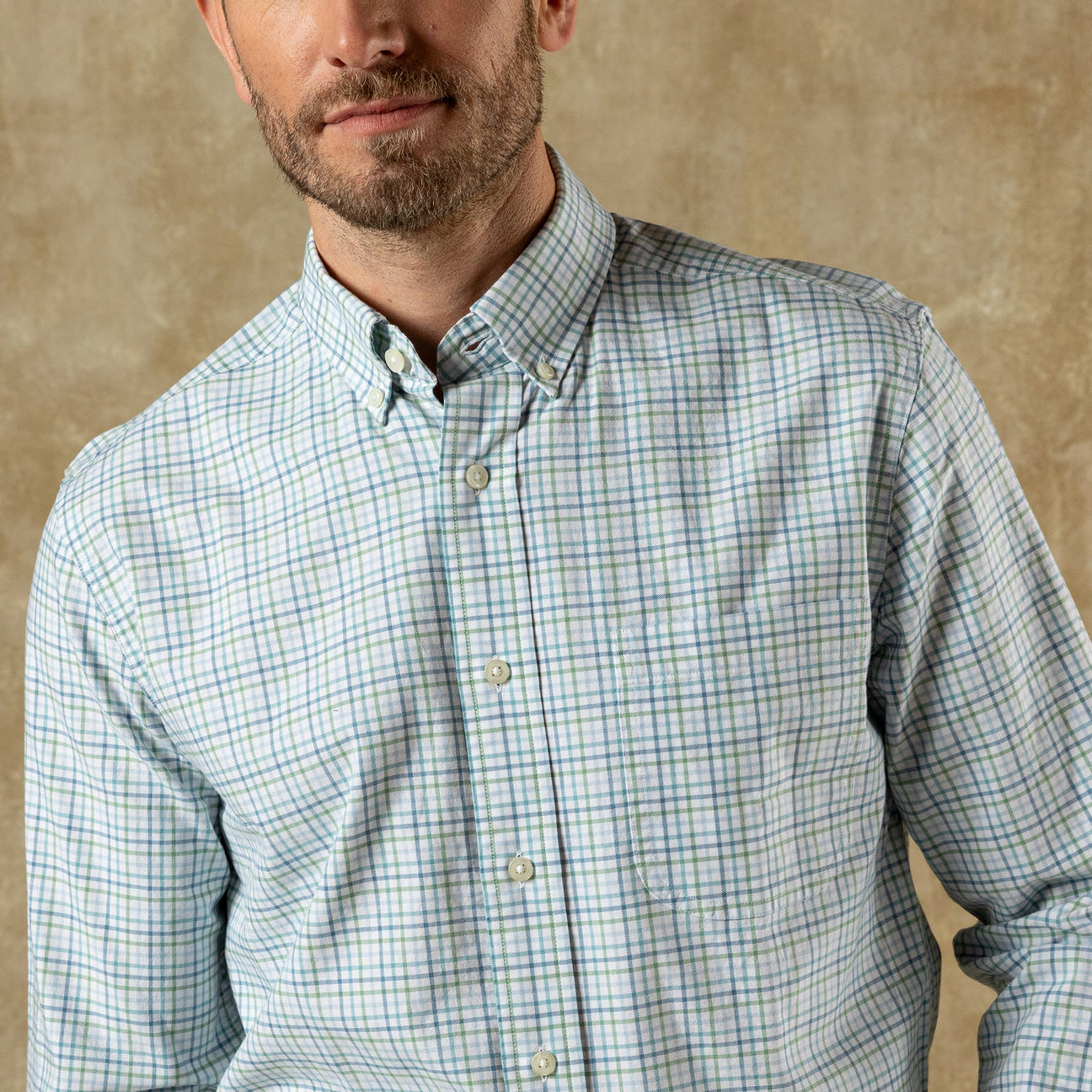 Cotton Oxford Sport Shirt - Cooke Plaid - Aspen Green