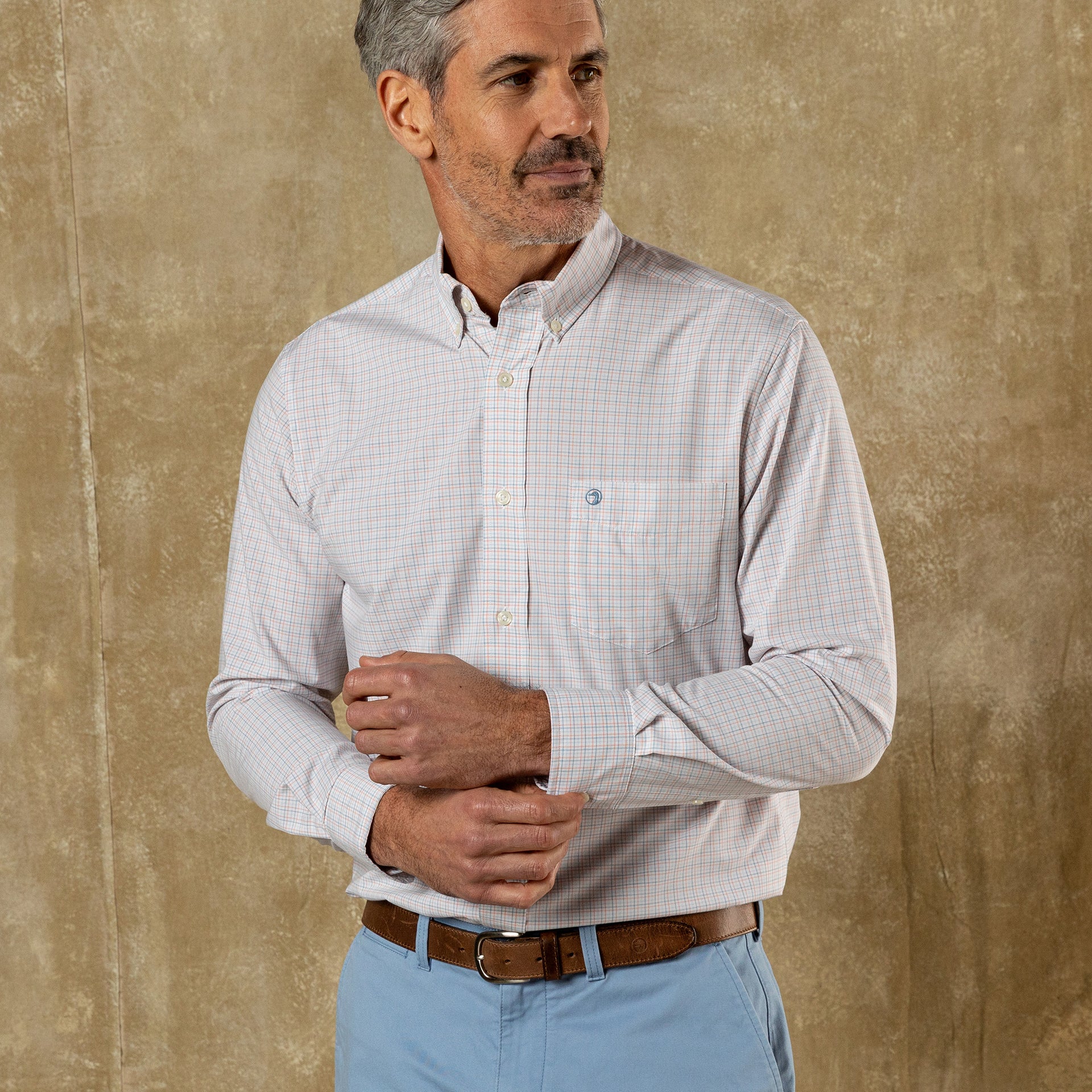 Performance Poplin Sport Shirt - Joiner Plaid - Coral