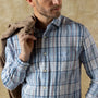 Linen Poplin Sport Shirt - Bridger Plaid - Serenity Blue