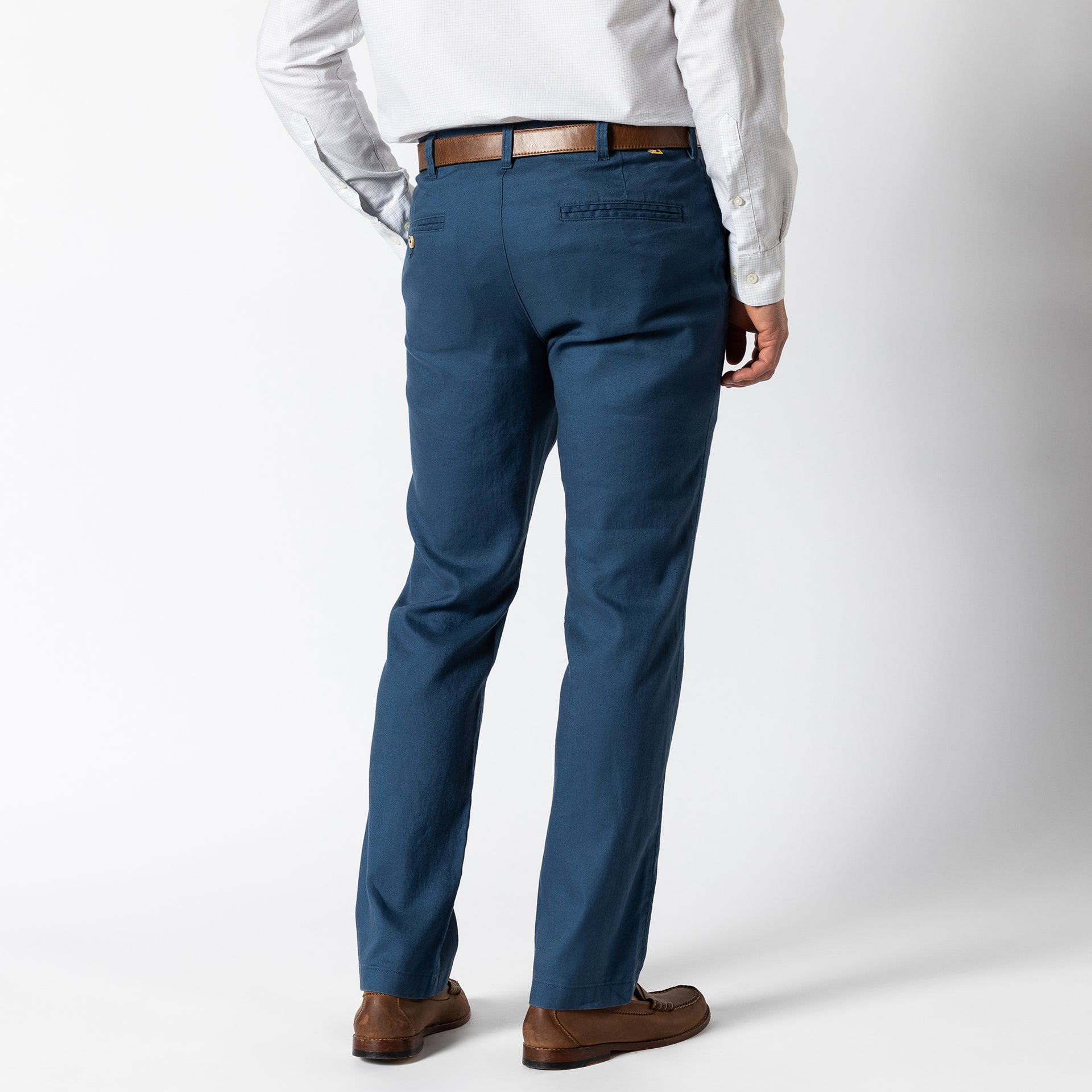 Classic Fit Linen Gold School Chino - Midnight Blue