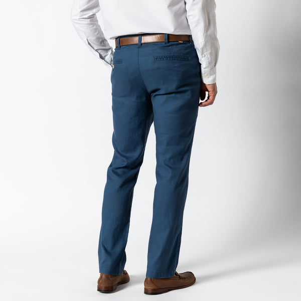 Classic Fit Linen Gold School Chino - Midnight Blue
