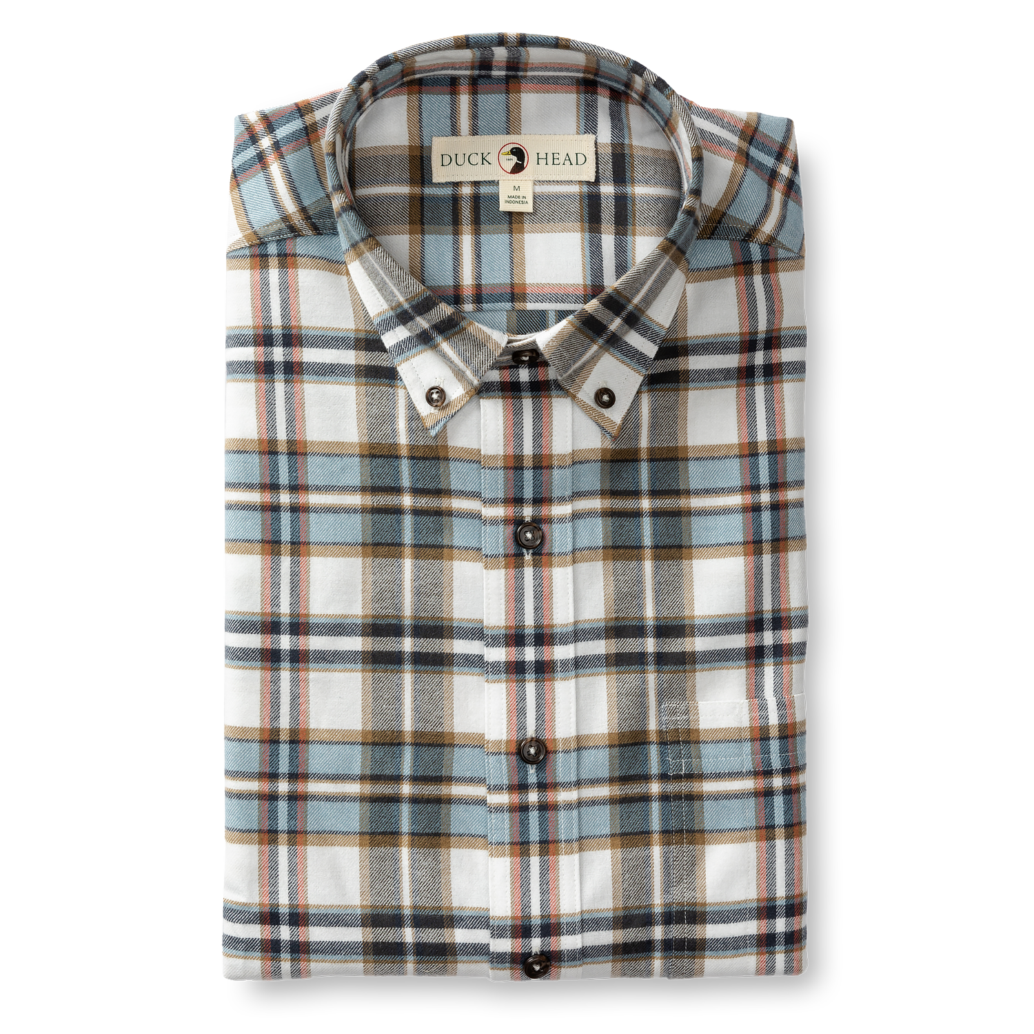 Cotton Flannel Sport Shirt - Russin Plaid - Soft White