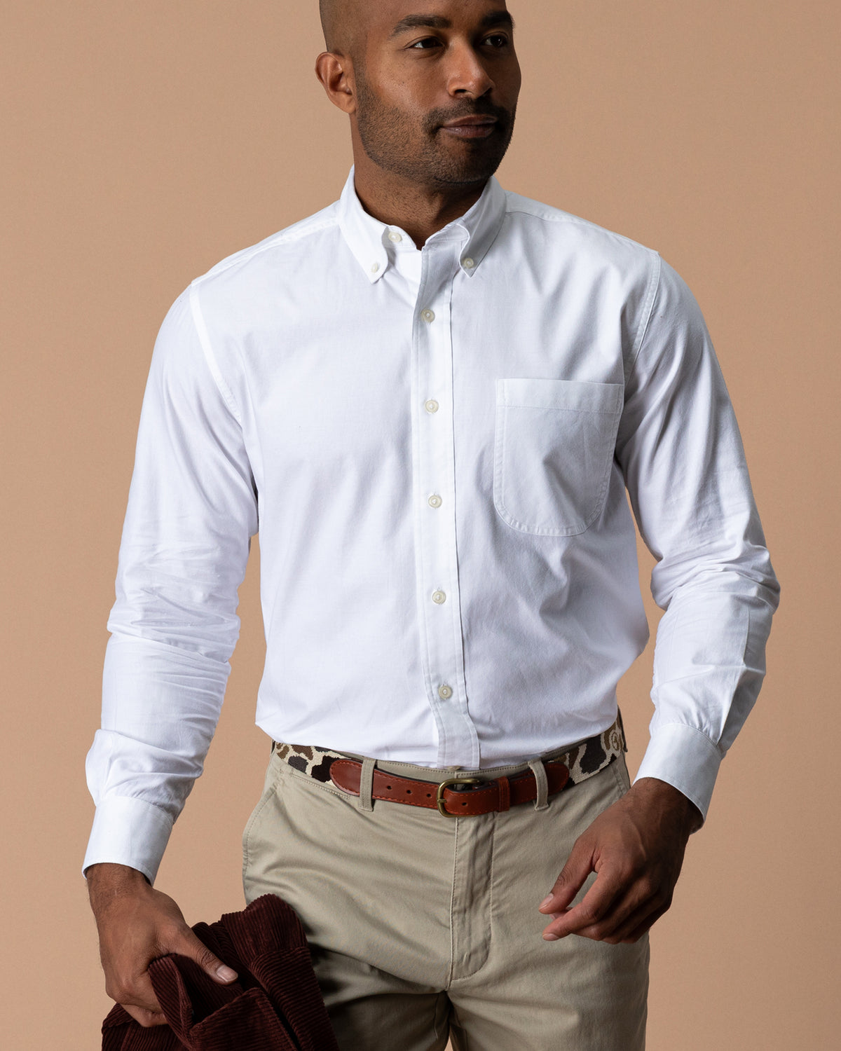 Cotton Oxford Sport Shirt - Morris Solid - White