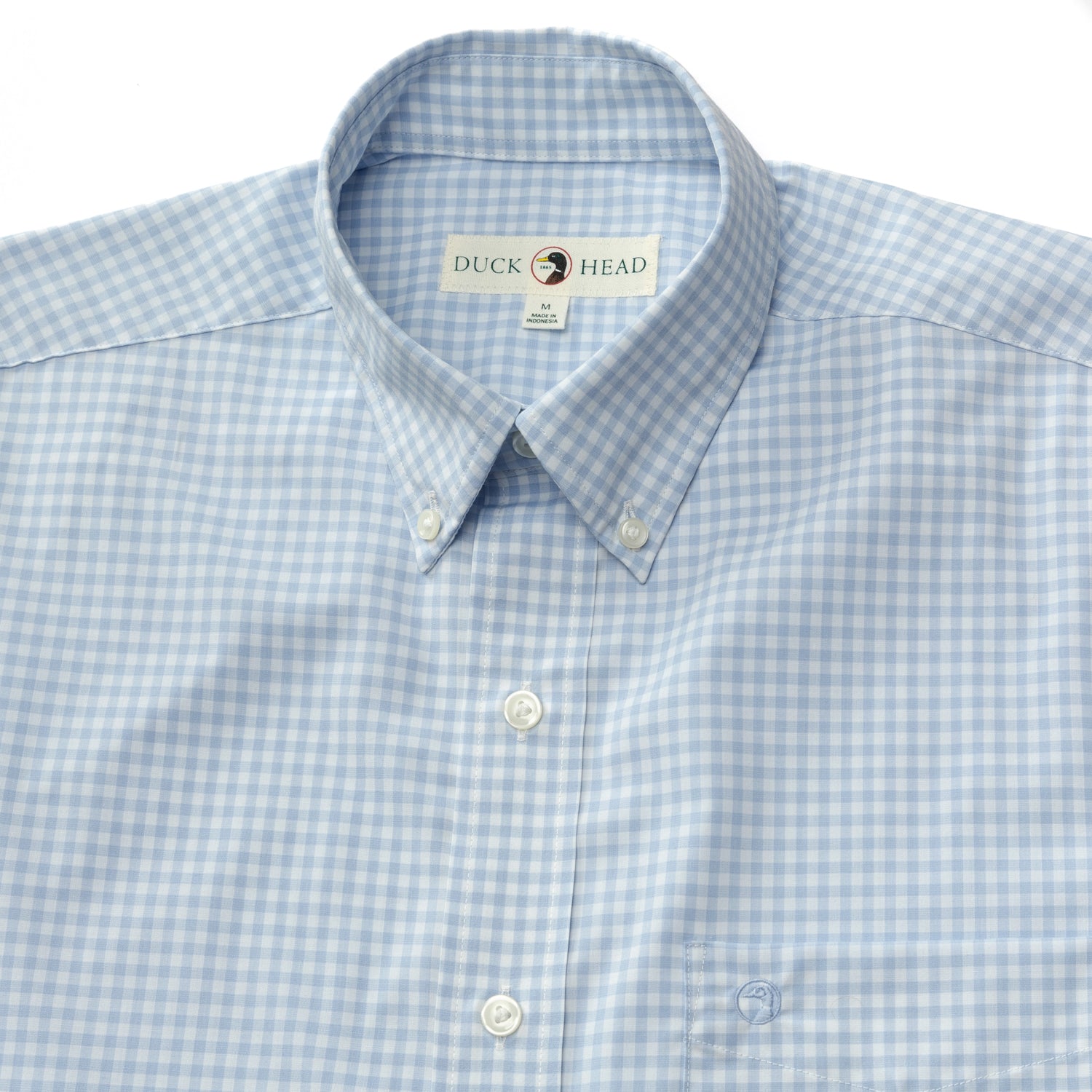 Walton Gingham Performance Poplin Sport Shirt - Zen Blue