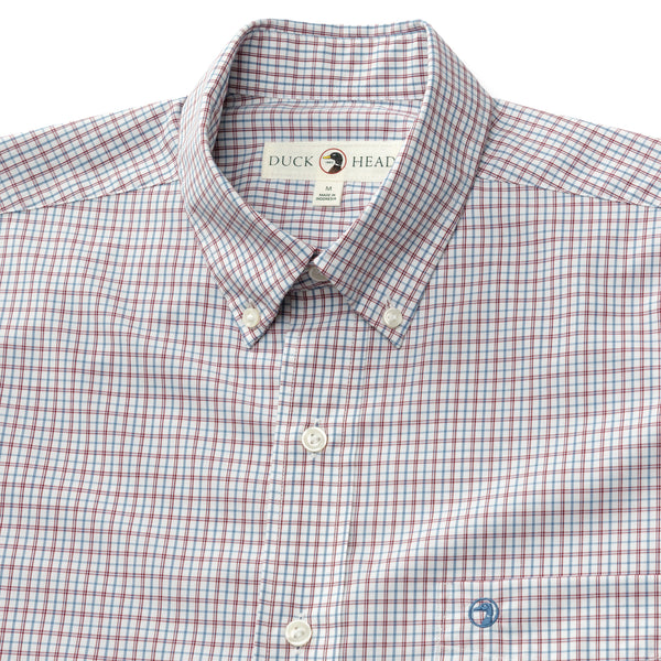 Performance Poplin Sport Shirt - Langley Plaid - Coronet Blue