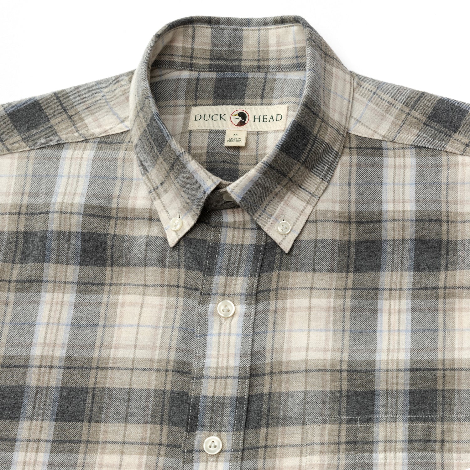 Cotton Flannel Sport Shirt - Rolland Plaid - Stone Heather