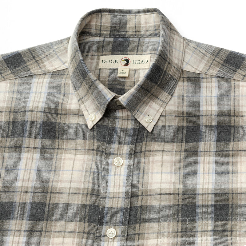 Cotton Flannel Sport Shirt - Rolland Plaid - Stone Heather