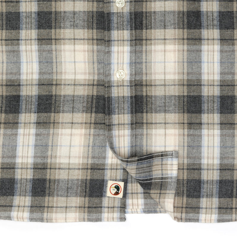 Cotton Flannel Sport Shirt - Rolland Plaid - Stone Heather