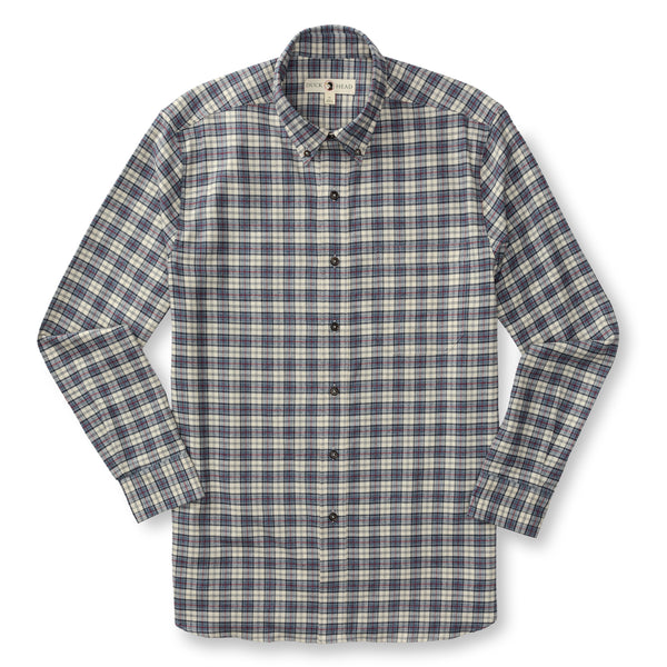 Cotton Flannel Sport Shirt - Werth Plaid - Stone Blue Heather