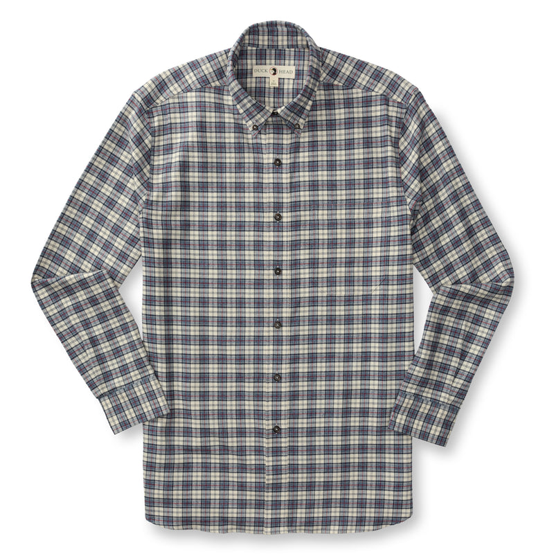 Cotton Flannel Sport Shirt - Werth Plaid - Stone Blue Heather
