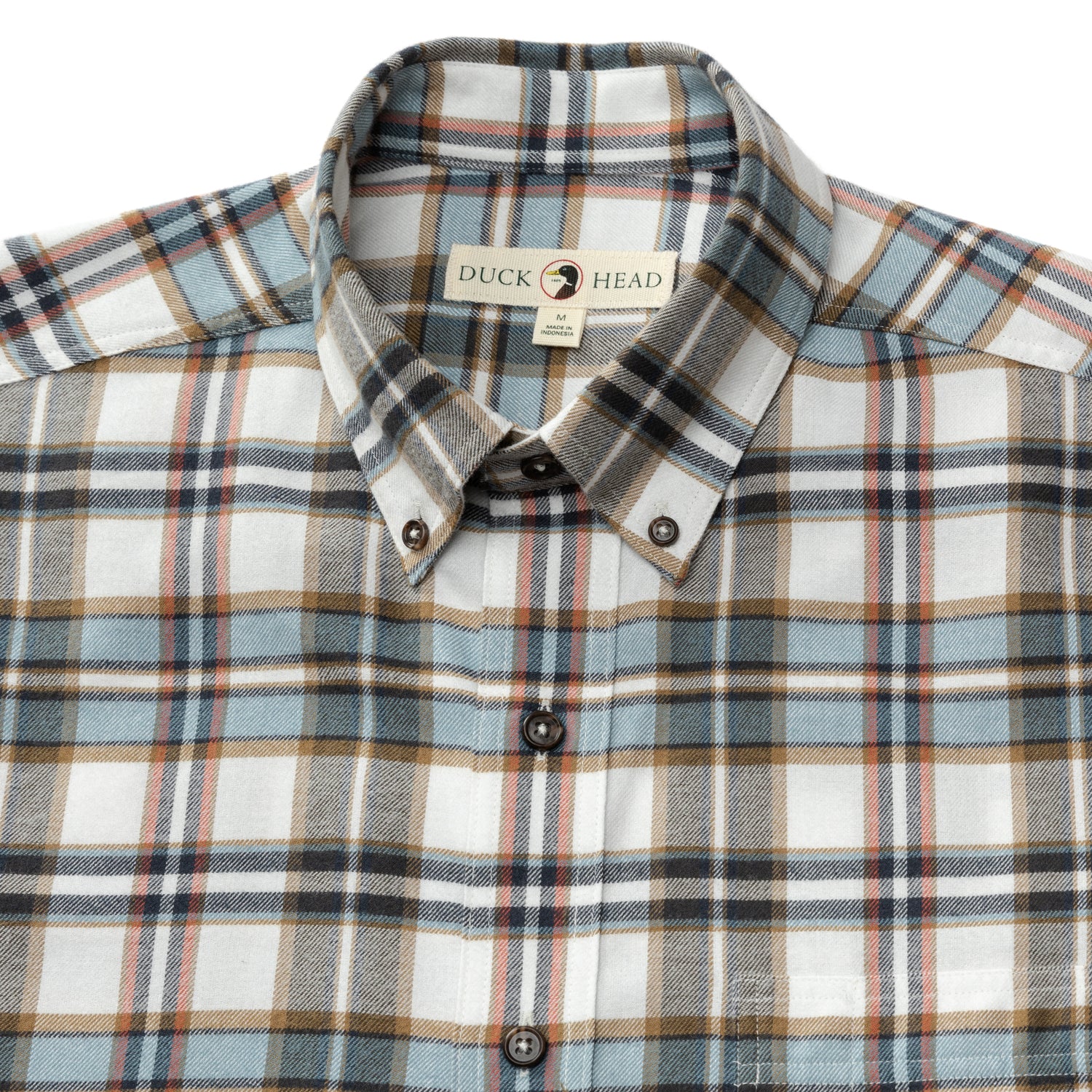 Cotton Flannel Sport Shirt - Russin Plaid - Soft White