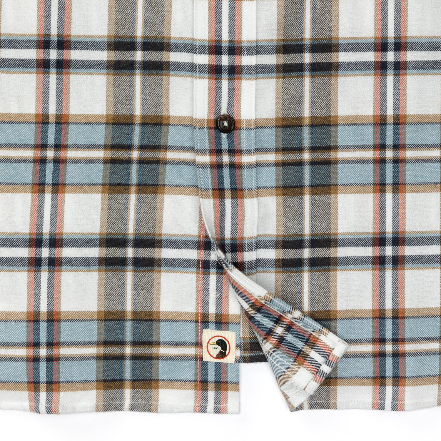 Cotton Flannel Sport Shirt - Russin Plaid - Soft White
