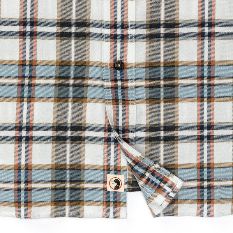 Cotton Flannel Sport Shirt - Russin Plaid - Soft White