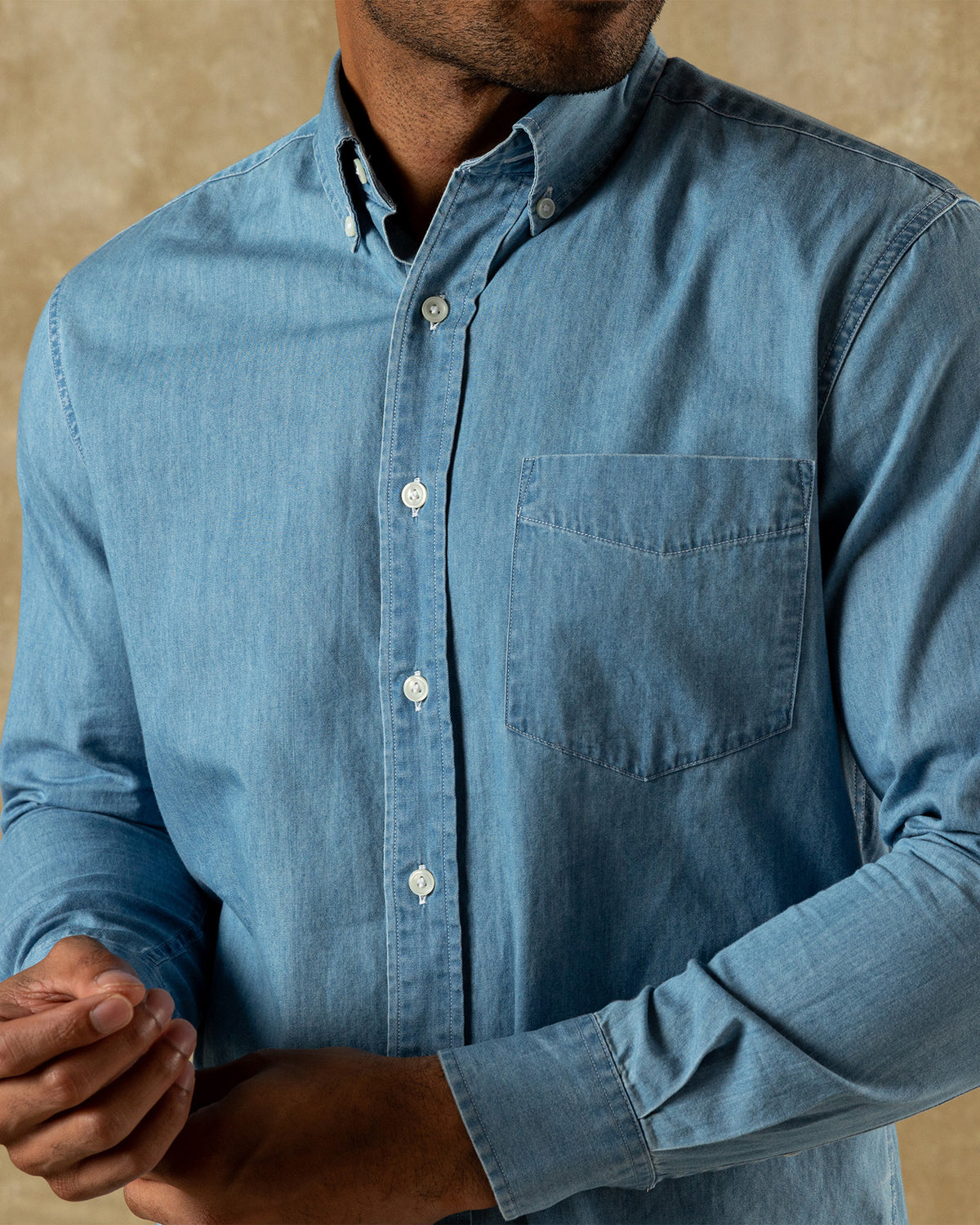 Denim Twill Sport Shirt - Dustin Solid - Denim