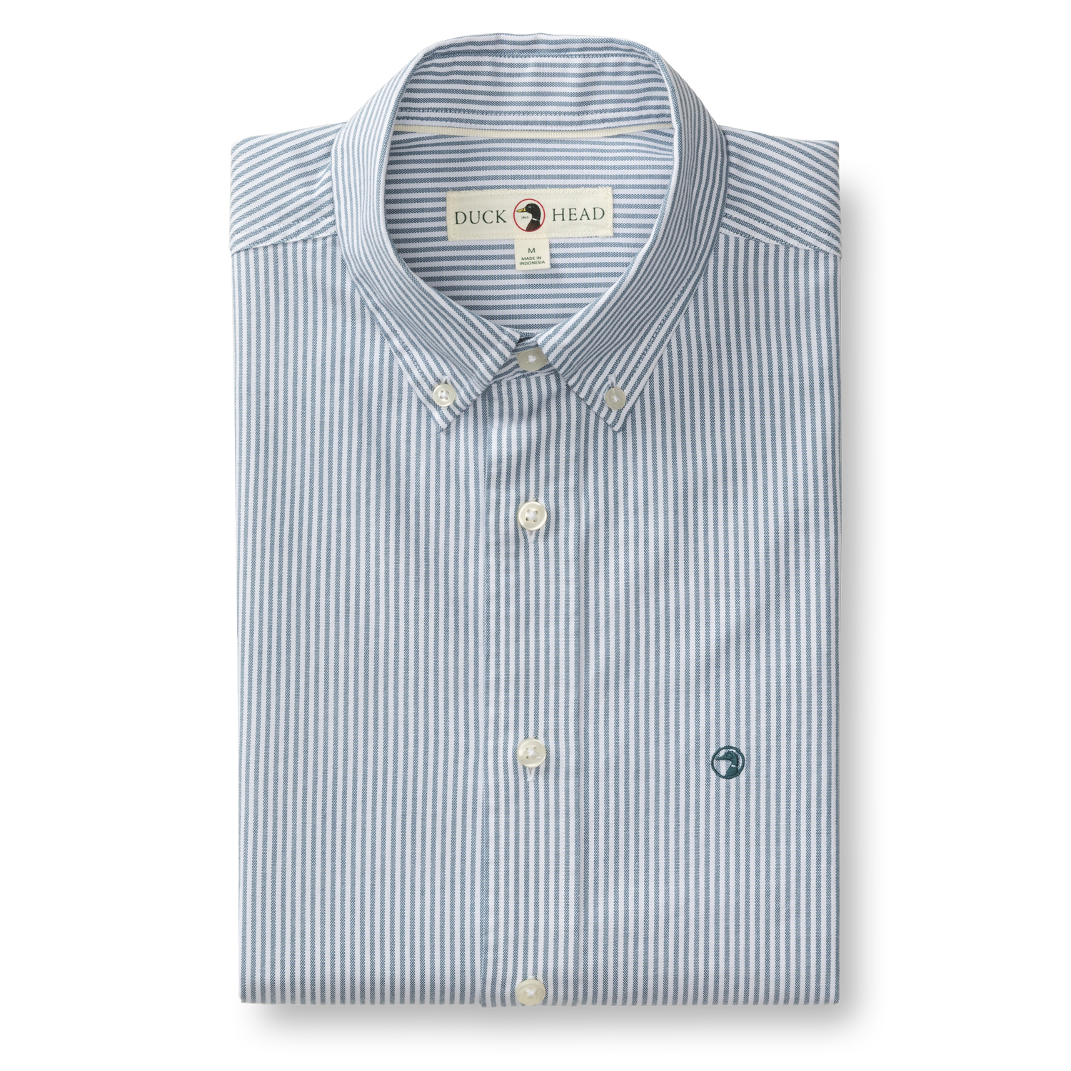 Cotton Oxford Sport Shirt - Collins Stripe - Teal Blue