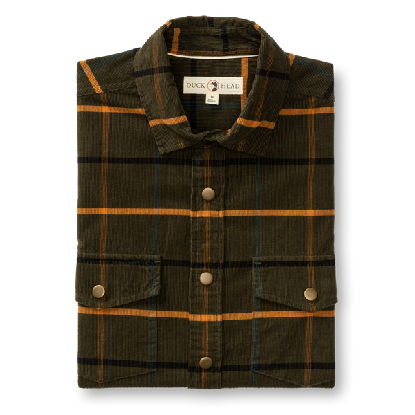 Corduroy Plaid Snap Shirt - Bankston Plaid - Deep Olive