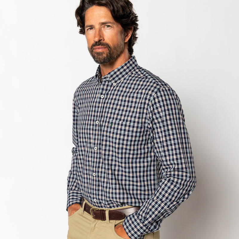 Performance Poplin Sport Shirt - Moseley Plaid - Maritime Blue
