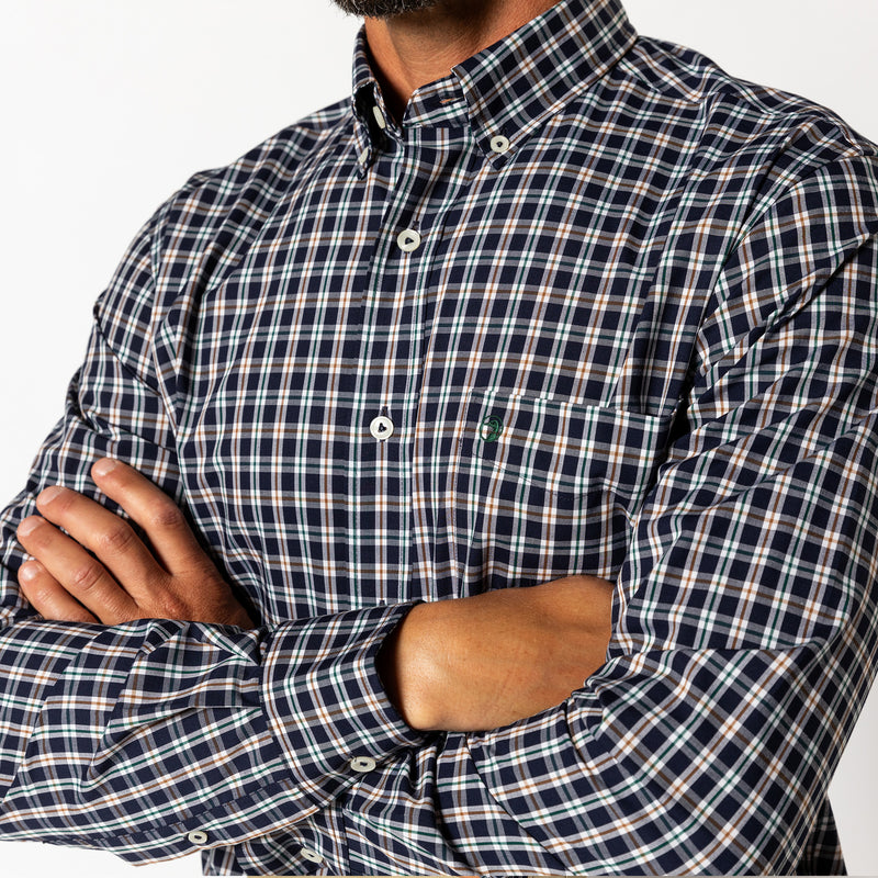 Performance Poplin Sport Shirt - Moseley Plaid - Maritime Blue