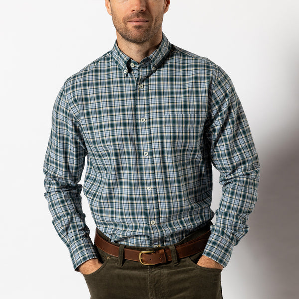 Cotton Twill Sport Shirt - Lanier Plaid - Emerald Green