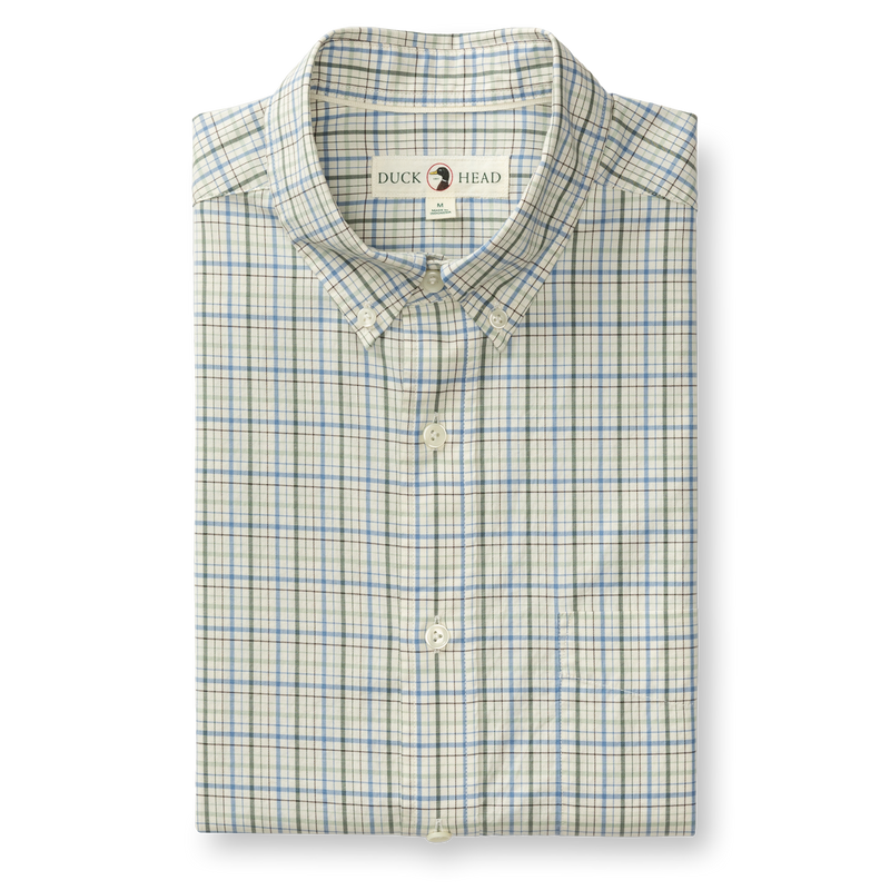 Cotton Twill Sport Shirt - Cooper Plaid - Lake Blue