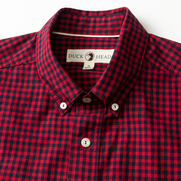 Cotton Slub Sport Shirt - Kimball Plaid - Rio Red