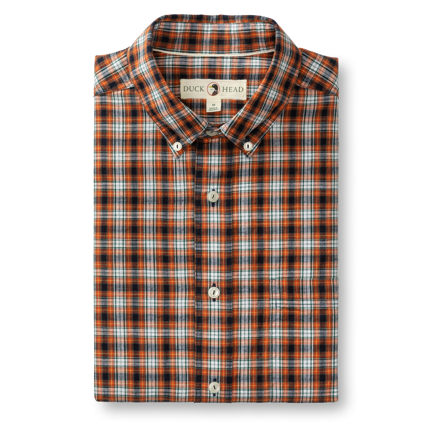 Cotton Slub Sport Shirt - Webber Plaid - Burnt Brick