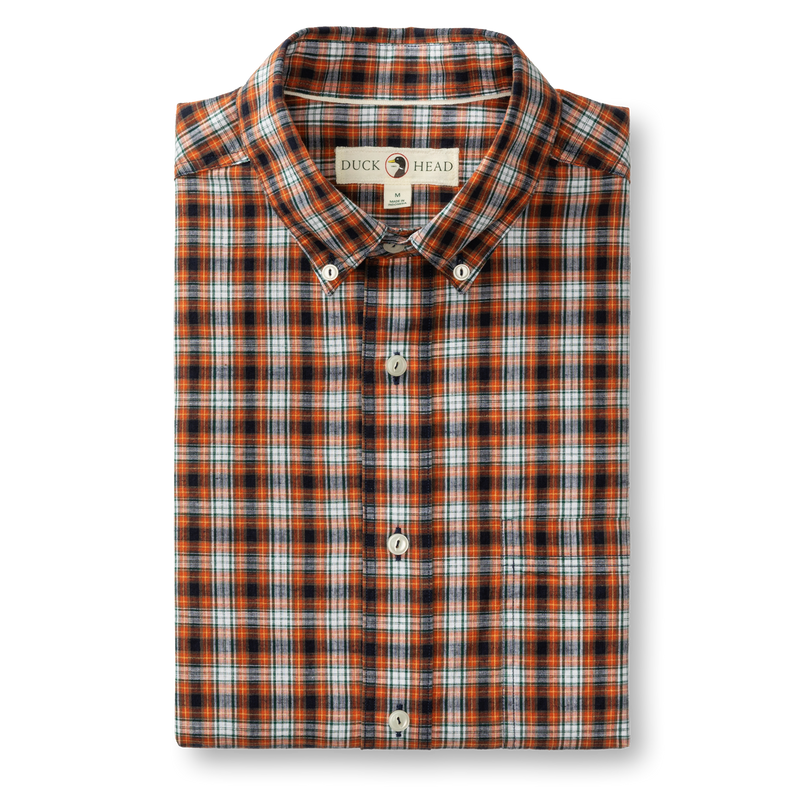 Cotton Slub Sport Shirt - Webber Plaid - Burnt Brick