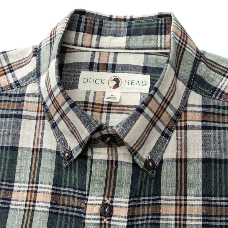 Cotton Slub Sport Shirt - Huntington Plaid - Duck Green