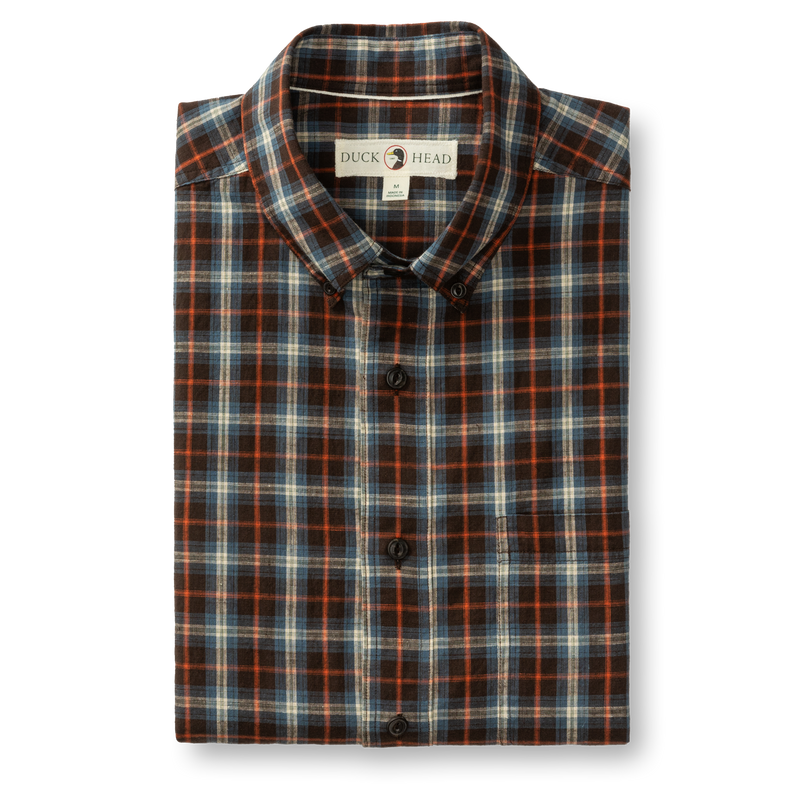Cotton Slub Sport Shirt - Dunn Plaid - Dark Brown