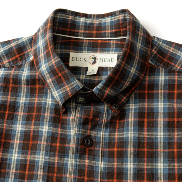 Cotton Slub Sport Shirt - Dunn Plaid - Dark Brown