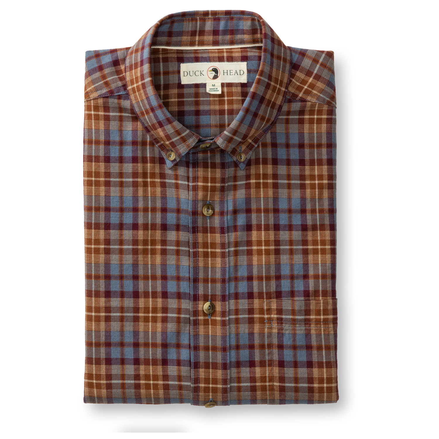Cotton Wool Sport Shirt - Houser Plaid - Saddle Brown