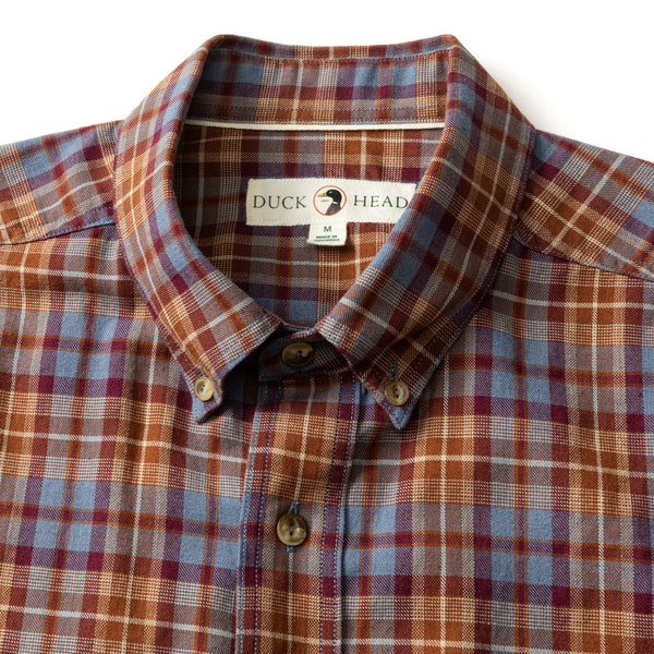 Cotton Wool Sport Shirt - Houser Plaid - Saddle Brown