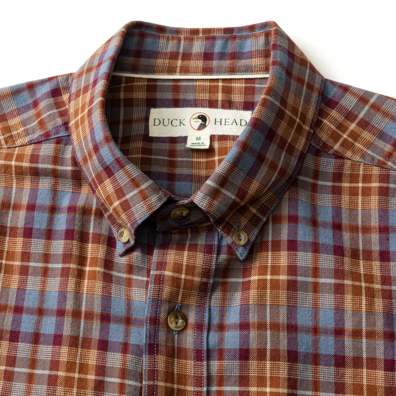 Cotton Wool Sport Shirt - Houser Plaid - Saddle Brown