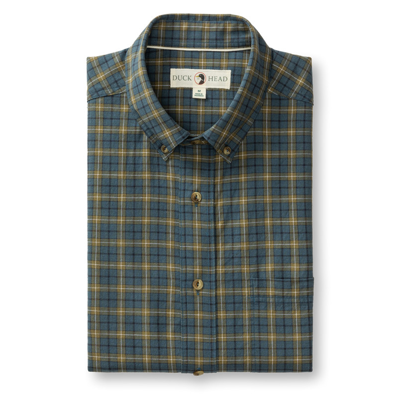 Cotton Wool Sport Shirt - Mercer Plaid - Orion Blue