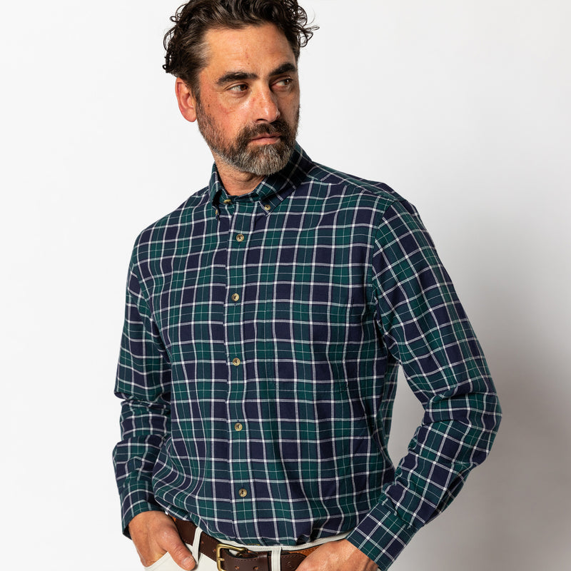 Cotton Wool Sport Shirt - Pickens Plaid - Emerald Green