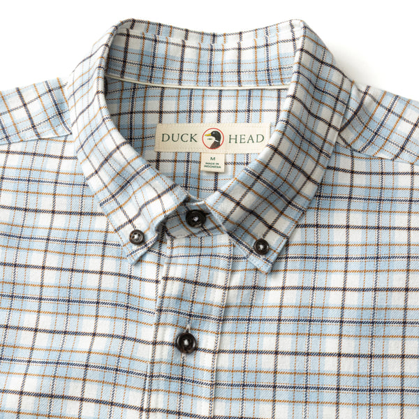 Cotton Flannel Sport Shirt - Layne Plaid - Glacier Blue