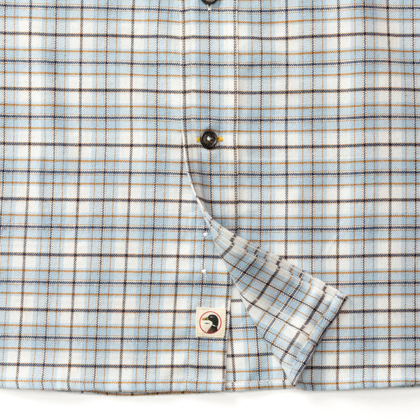 Cotton Flannel Sport Shirt - Layne Plaid - Glacier Blue