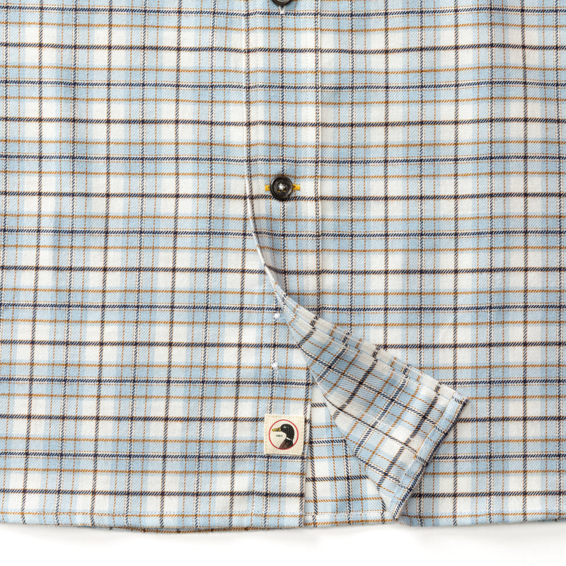 Cotton Flannel Sport Shirt - Layne Plaid - Glacier Blue