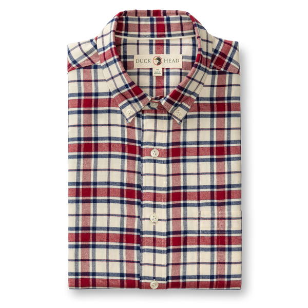 Cotton Flannel Sport Shirt - Bradner Plaid - Rio Red