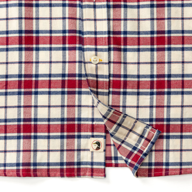 Cotton Flannel Sport Shirt - Bradner Plaid - Rio Red