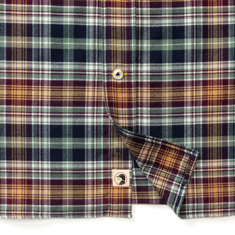 Cotton Flannel Sport Shirt - Eckard Plaid - Maritime Blue
