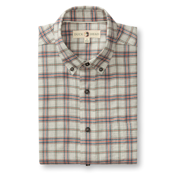 Cotton Flannel Sport Shirt - Malcolm Plaid - Grey Heather