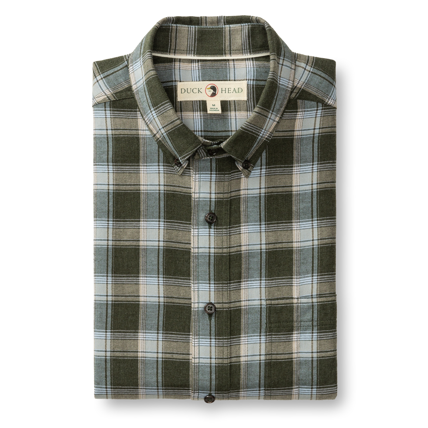 Cotton Flannel Sport Shirt - Hank Plaid - Deep Olive Heather