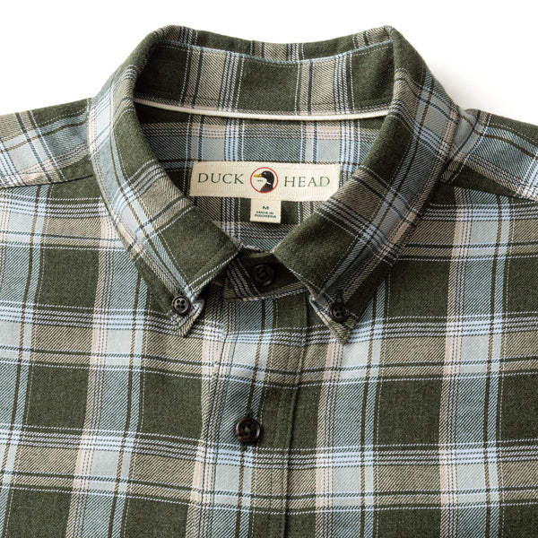 Cotton Flannel Sport Shirt - Hank Plaid - Deep Olive Heather