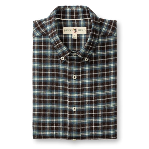 Cotton Flannel Sport Shirt - Calvin Plaid - Dark Brown Heather