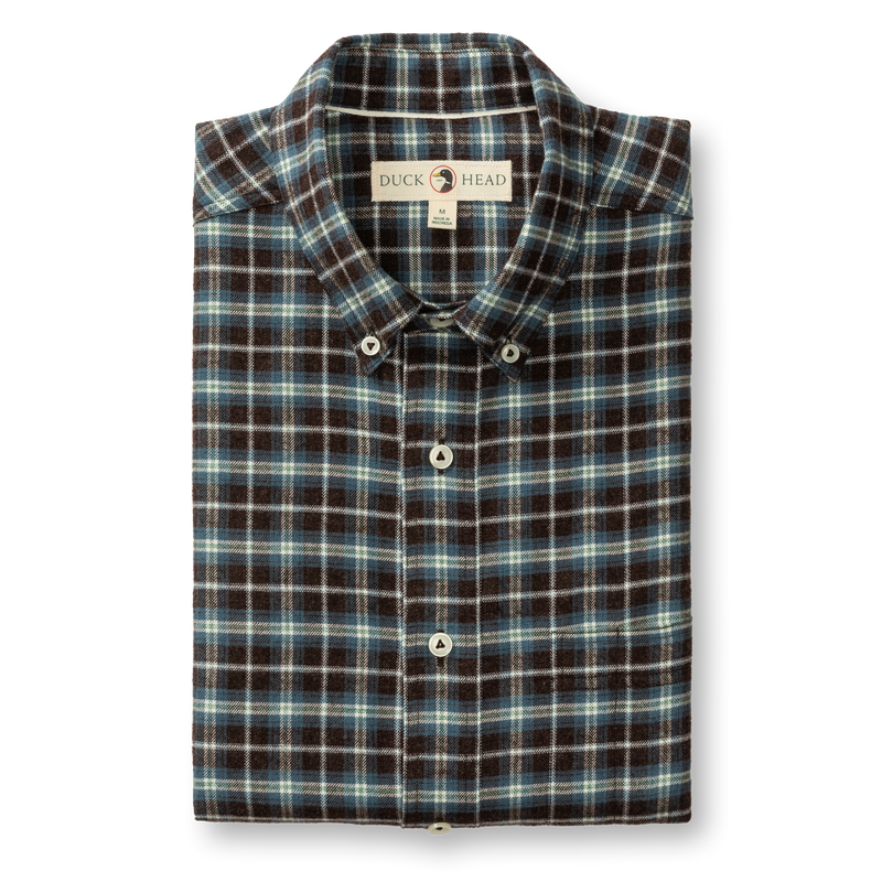 Cotton Flannel Sport Shirt - Calvin Plaid - Dark Brown Heather