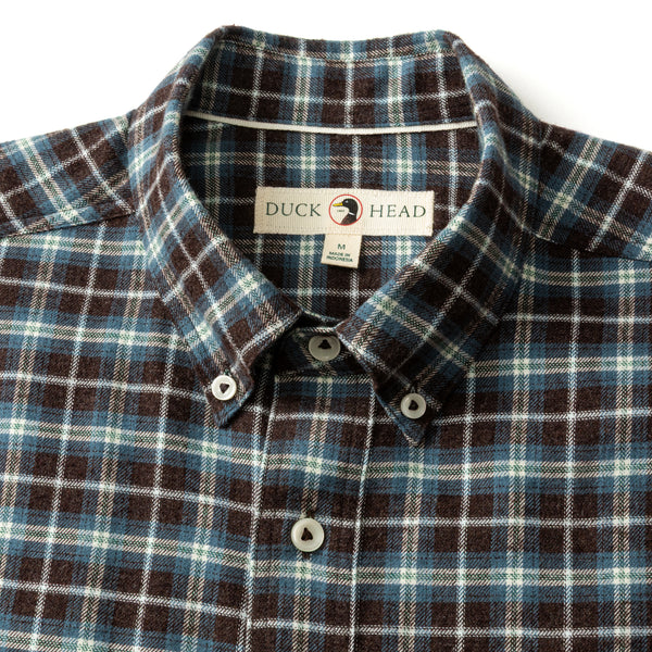 Cotton Flannel Sport Shirt - Calvin Plaid - Dark Brown Heather