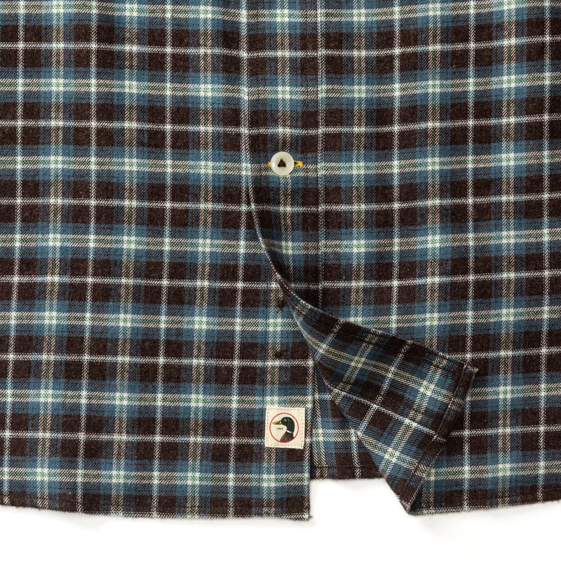 Cotton Flannel Sport Shirt - Calvin Plaid - Dark Brown Heather
